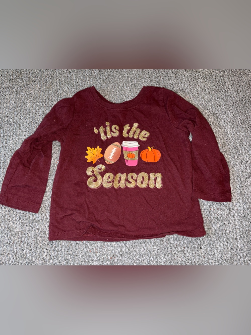 The Children's Place Burgundy Long Sleeve 'Tis the Season Fall Tee